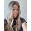 22" Balayage Smoky Ash & Champagne Lights Lace Top Wig – Virgin Brazilian Hair