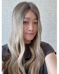 Balayage Smoky Ash & Champagne Lights Luxury Wig 22" Balayage Smoky Ash & Champagne Lights Lace Top Wig – Virgin Brazilian Hair
