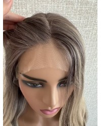 Balayage Smoky Ash & Champagne Lights Luxury Wig 22" Balayage Smoky Ash & Champagne Lights Lace Top Wig – Virgin Brazilian Hair