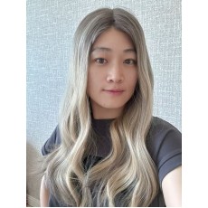 22" Balayage Smoky Ash & Champagne Lights Virgin Brazilian Hair Luxury Lace Top Wig 