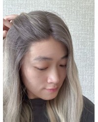 Balayage Smoky Ash & Champagne Lights Luxury Wig 22" Balayage Smoky Ash & Champagne Lights Lace Top Wig – Virgin Brazilian Hair