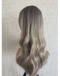 Balayage Smoky Ash & Champagne Lights Luxury Wig 22" Balayage Smoky Ash & Champagne Lights Lace Top Wig – Virgin Brazilian Hair