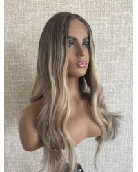 Balayage Smoky Ash & Champagne Lights Luxury Wig 22" Balayage Smoky Ash & Champagne Lights Lace Top Wig – Virgin Brazilian Hair