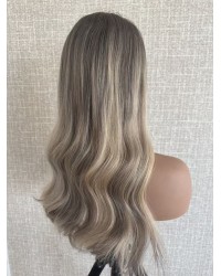 Balayage Smoky Ash & Champagne Lights Luxury Wig 22" Balayage Smoky Ash & Champagne Lights Lace Top Wig – Virgin Brazilian Hair