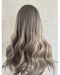 Balayage Smoky Ash & Champagne Lights Luxury Wig 22" Balayage Smoky Ash & Champagne Lights Lace Top Wig – Virgin Brazilian Hair