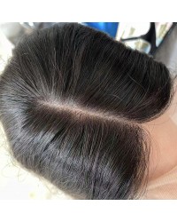 Premium Lace Top Wig, Natural #2 Dark Brown, Brazilian Human Hair, Ear-to-Ear Lace, 20 Inch Sheitel