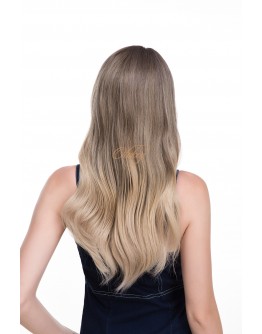 22" Balayage Ombre Blonde & Smoky Beige Melt Lace Top Wig – Virgin Brazilian Hair, Swiss Lace, Mini Tiny Layer, Kosher Certified