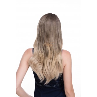 22" Balayage Ombre Blonde & Smoky Beige Melt Lace Top Wig – Virgin Brazilian Hair, Swiss Lace, Mini Tiny Layer, Kosher Certified