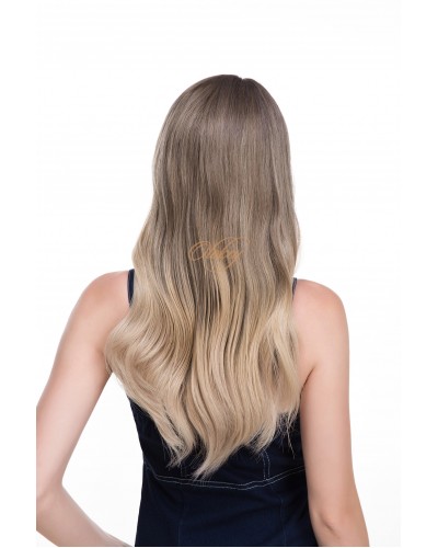 22" Balayage Ombre Blonde & Smoky Beige Melt Virgin Brazilian Hair Lace Top Wig
