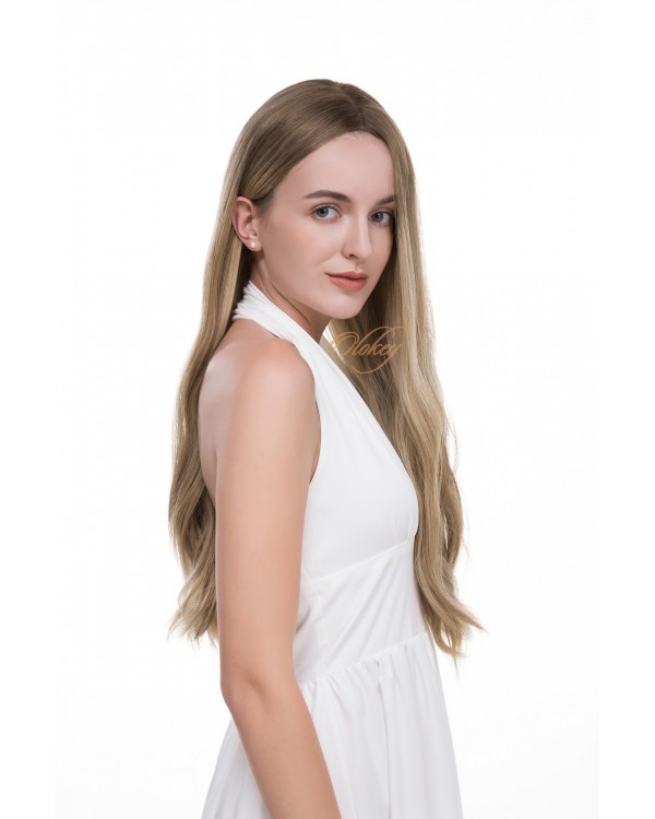 26“ Warm Beige Blonde Balayage Lace Top Wig–Natural Hairline Luxury Wigs