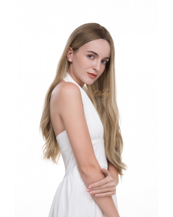 26“ Warm Beige Blonde Balayage Lace Top Wig–Natural Hairline Luxury Wigs