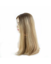 Lace Top 5*5 Color Highlights Blonde Virgin European Hair Kosher Wigs 