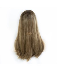 Lace Top 5*5 Color Highlights Blonde Virgin European Hair Kosher Wigs 
