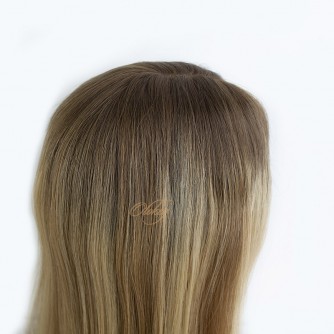 Lace Top 5*5 Color Highlights Blonde Virgin European Hair Kosher Wigs 
