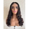 20-inch Natural 2# darker brown Brazilian wave lace top wig with mini tiny layers and Swiss lace single knots