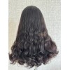20-inch Natural 2# darker brown Brazilian wave lace top wig with mini tiny layers and Swiss lace single knots