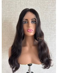 22in Natural 2# Dark Brown Waves Lace Top Wig 22" Lace Top Natural 2# Dark Brown Wavy Wig with Swiss Lace and Mini Tiny Layer