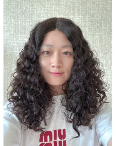 20" Luxury Darker Brown Natural 2# Brazilian Curly Lace Top Wig