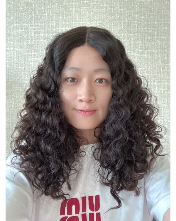 20" Luxury Darker Brown Natural 2# Brazilian Curly Lace Top Wig