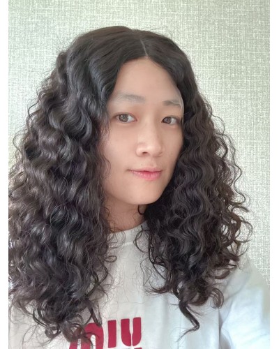 20" Luxury Darker Brown Natural 2# Brazilian Curly Lace Top Wig