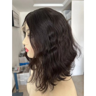 14" Lace Top With Ear-To-Ear Lace Natural European 2# Wave Hair Kosher Wig