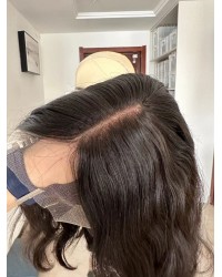 14" Ear-to-Ear Lace Natural European Wig – Darkest Brown 14" European Lace Top Wig in Natural 2# Dark Brown with Wave Texture