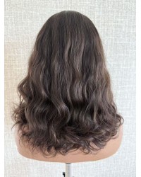 16" Brunette Lace Top Wig – Brazilian Wave 16 inch deep brunette lace top wig Brazilian wave hair