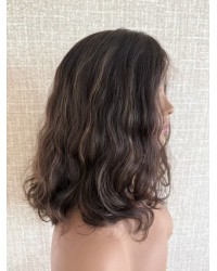 16" Brunette Lace Top Wig – Brazilian Wave 16 inch deep brunette lace top wig Brazilian wave hair