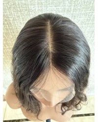 16" Brunette Lace Top Wig – Brazilian Wave 16 inch deep brunette lace top wig Brazilian wave hair