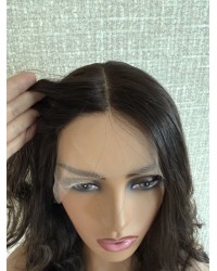 16" Brunette Lace Top Wig – Brazilian Wave 16 inch deep brunette lace top wig Brazilian wave hair