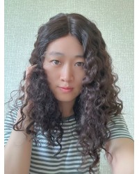 Natural 4# Dark Brown Curly — 20" Lace Top Brazilian Wig 20" Lace Top Natural 4# Dark Brown Brazilian Curly Wig