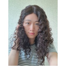 20" Luxury Dark Brown Curls | Natural 4# Brazilian Curly Lace Top Wig | Hand-Tied Swiss Lace