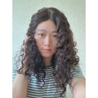 20" Luxury Dark Brown Curls | Natural 4# Brazilian Curly Lace Top Wig | Hand-Tied Swiss Lace