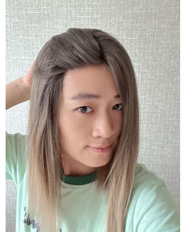 16" Balayage Ombre Blonde & Smoky Beige Lace Top Wig