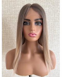 Balayage Ombre Blonde & Smoky Beige Melt Lace Top Wig – 16 Inch 16" Balayage Ombre Blonde & Smoky Beige Melt Lace Top Wig – Virgin Brazilian Hair