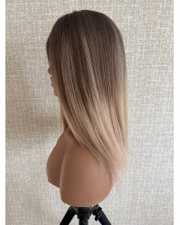 Balayage Ombre Blonde & Smoky Beige Melt Lace Top Wig – 16 Inch 16" Balayage Ombre Blonde & Smoky Beige Melt Lace Top Wig – Virgin Brazilian Hair
