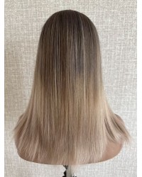 Balayage Ombre Blonde & Smoky Beige Melt Lace Top Wig – 16 Inch 16" Balayage Ombre Blonde & Smoky Beige Melt Lace Top Wig – Virgin Brazilian Hair
