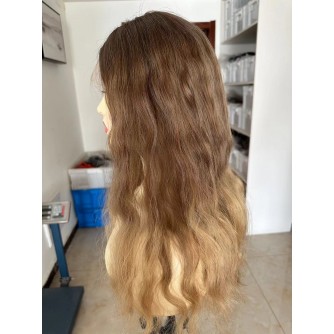 20inches Lace Top Balayage Ombre Blonde Color TGB-1# Virgin European Wave Hair Kosher Wigs 