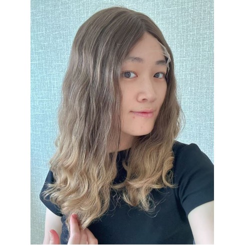 18" Ombre Chestnut to Honey Blonde Lace Top Brazilian Wave Wig