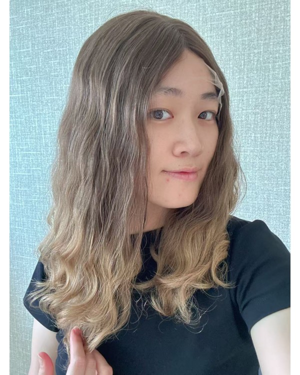 18" Lace Top Ombre Chestnut to Honey Blonde Brazilian Wave Hair Wig – Natural Gradient Luxury Wigs