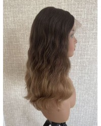 18" Ombre Chestnut to Honey Blonde Lace Top Brazilian Wave Wig