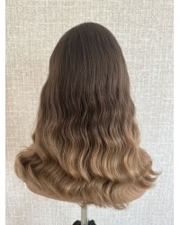 18" Ombre Chestnut to Honey Blonde Lace Top Brazilian Wave Wig