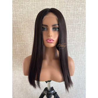 22" Virgin Mongolian Medical Wig – Natural 2# Darker Brown (Indoor 1B Effect), Medical Silicone base, All-Handmade Lace Cap