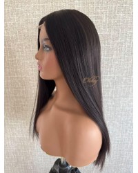 22-inch Virgin Brazilian Medical Wig – Natural 2# Darker Brown, Double Silk Top, Handmade Lace, Silicone Perimeter
