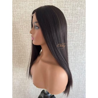 22" Virgin Mongolian Medical Wig – Natural 2# Darker Brown (Indoor 1B Effect), Medical Silicone base, All-Handmade Lace Cap