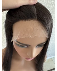 22-inch Virgin Brazilian Medical Wig – Natural 2# Darker Brown, Double Silk Top, Handmade Lace, Silicone Perimeter