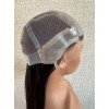 22-inch Virgin Mongolian Medical Wig – Natural 2# Darker Brown, Double Silk Top, Handmade Lace, Silicone Perimeter