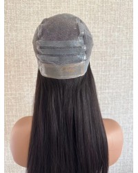22-inch Virgin Brazilian Medical Wig – Natural 2# Darker Brown, Double Silk Top, Handmade Lace, Silicone Perimeter