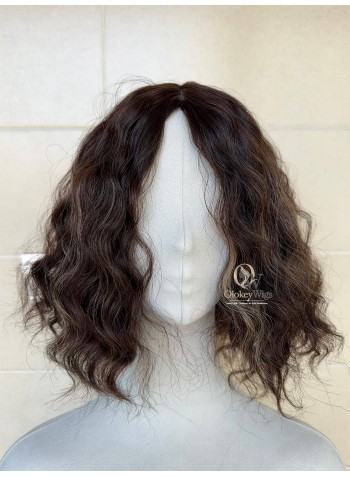 Studio Ready | 14” Silk Top Virgin Brazilian Balayage Rooted Curly Hair Sheitel Wig
