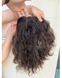 Studio Ready | 14” Silk Top Virgin Brazilian Balayage Rooted Curly Hair Sheitel Wig
